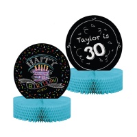 Centro de mesa preto para aniversário