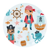 Pratos Navio Pirata 23 cm - 8 unidades