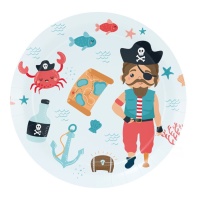 Pratos Navio Pirata 18 cm - 8 unidades