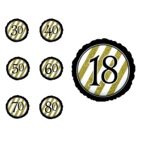 Balão de aniversário preto e dourado com número de 45 cm - Creative Converting