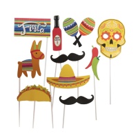 Kit para photo booth de Festa Mexicana - 10 unidades