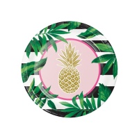 Pratos Havaianos Tropical Ananás 25cm - 8 peças