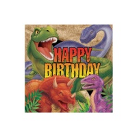 Guardanapos de dinossauros T-Rex Happy Birthday de 16,5 x 16,5 cm - 16 unidades