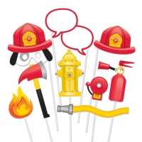 Kit para photo booth de bombeiros - 10 unidades
