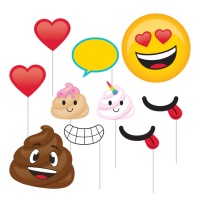 Kit para photo booth da festa de Emojis - 10 unidades