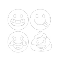 Máscaras de Emojis para colorir - 12 unidades