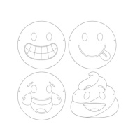 Caras de Emoticons para colorir - 12 unidades
