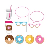 Kit para photo booth de Donuts - 10 unidades