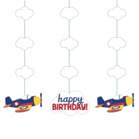 Pendentes decorativos Happy Birthday Aviators - 91 cm - 3 unid.