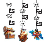 Pendentes decorativos navio pirata 80 cm - 3 unid.