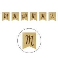 Bandeirolas castanhas de Mr and Mrs - 1,52 m
