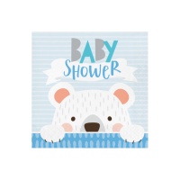Guardanapos de Ursinho Baby Shower de 16,5 x 16,5 cm - 16 unidades
