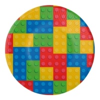 Prato Quadrado Lego de 23 cm - 8 unidades