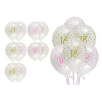 Balões de látex Pink Chic com número de aniversário de 30 cm - Creative Party - 6 unidades
