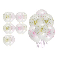 Balões de látex Rosa Chic com número de aniversário 30 cm - Festa Criativa - 6 peças