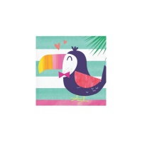 Guardanapos com riscas de tucano havaiano 12,5 x 12,5 cm - 16 peças