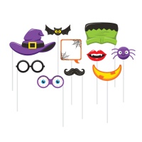 Kit para photo booth de Halloween divertido - 10 unidades