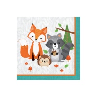 Guardanapos de Animais da Floresta de 16,5 x 16,5 cm - 16 unidades