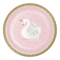 Pratos de Cisne de 22 cm - 8 unidades