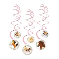 Pingentes decorativos de cavalo cor-de-rosa - 6 unid.