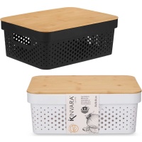 Caixa de 36 x 26 x 14 cm perfurada com tampa de bambu - 1 unidade
