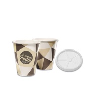 Copos de cartão de 120 ml com tampa - 12 unid.