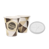 Copos de cartão de 200 ml com tampa - 10 unid.