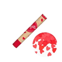 Canhão de confettis com pétalas e corações vermelhos de 40 cm