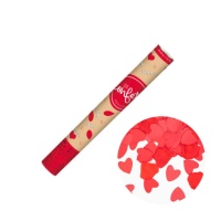 Canhão de confettis de pétalas e corações vermelhos - 50 cm
