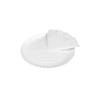 Bandeja redonda branca com papel rendado de 21 cm - Maxi Products - 3 unidades