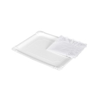 Bandeja rectangular branca com papel rendado de 22 x 28 cm - Maxi Products - 2 unidades