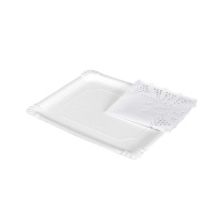 Tabuleiros rectangulares de cartão branco de 22 x 28 cm com doily - 2 unidades