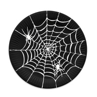 Bandeja de cartão preta com teia de aranha branca de 30 cm - 1 unidade