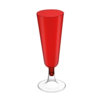 Copo de cava de plástico vermelho de 150 ml - 4 unidades