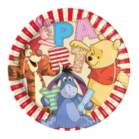 Pratos Winnie de Pooh de 23 cm - 8 unidades