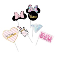 Kit para photo booth de Minnie Diamantes - 6 unidades