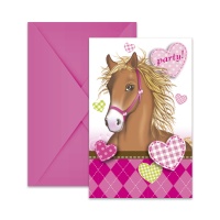 Convites de Cavalo cor-de-rosa - 6 unidades