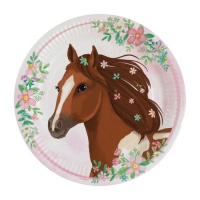Pratos Cavalo cor-de-rosa 23cm - 8 peças
