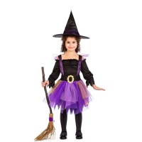 Fato de bruxa lilás com tutu para menina