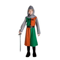Fato de cavaleiro Templário verde e laranja para menino
