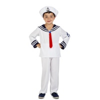 Fato de marinheiro naval com fita vermelha para crianças