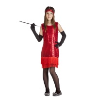 Fato de charleston vermelho com lantejoulas para menina