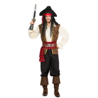 Fato de capitão de barco pirata para homem