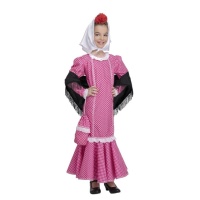 Fato de chulapa espanhola cor-de-rosa para menina