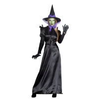Fato de bruxa preto com chapéu para mulher