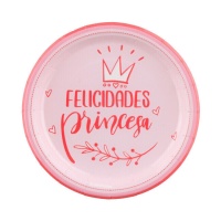 Pratos de felicitações para princesas de 18 cm - 8 peças