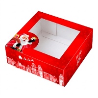 Caixa 24 x 24 x 7,5 cm para bolo Pai Natal decorado