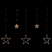 Cortina de estrelas de luzes led branco quente de 2,2 x 0,75 m