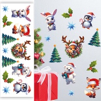 Decoração de parede adesiva de animais natalinos de 70 x 25 cm