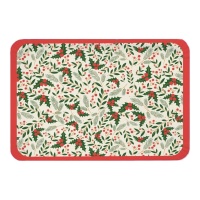 Bandejas de Natal com flores de azevinho de 25 x 34 cm - 2 unidades